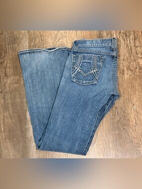 Lucky Brand Medium Blue Bootcut Jeans with Embroidered Back Pockets